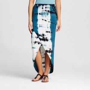 Women’s tulip maxi skirt, teal tie dye, Mossimo